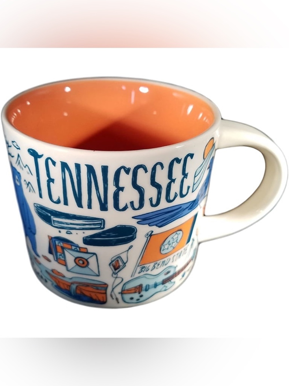 Starbucks Tennessee Ceramic Mug - White with Teal & Orange Accents
